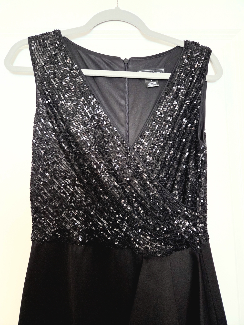 Jessica Howard Strapless Black Sequin Evening Gown
